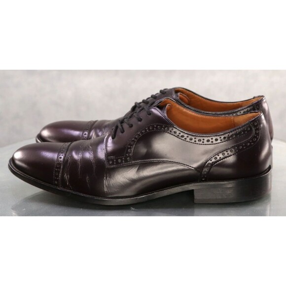 Johnston & Murphy Men\'s Cap Toe Dress Shoes Size 9.5 Leather Burgundy 59-1194 main image 9